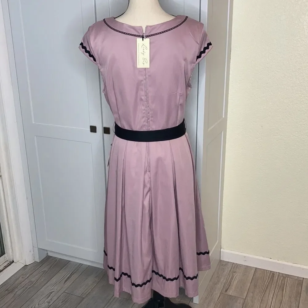 Lindy Bop Women's 10 Plum/Purple  “Bethany" Dress Short Sleeve New - Picture 5 of 10